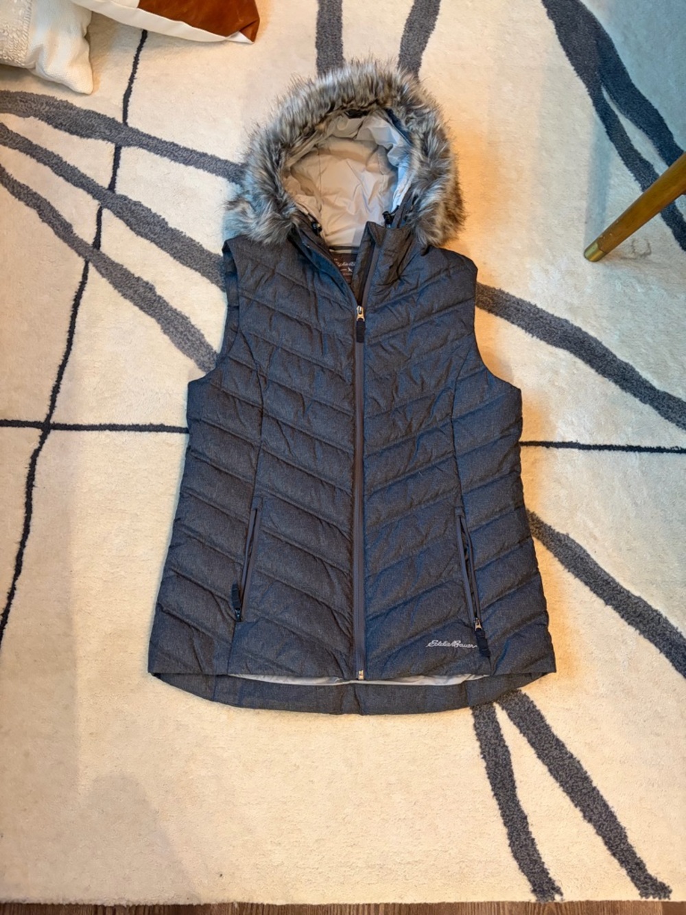 Eddie Bauer Women's Quilted Hooded Vest - Charcoal Gray